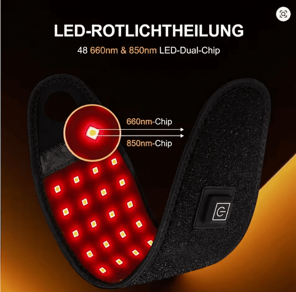 HeizCare Rotlicht-Handgelenkbandage – 660 nm & 850 nm Lichttherapie